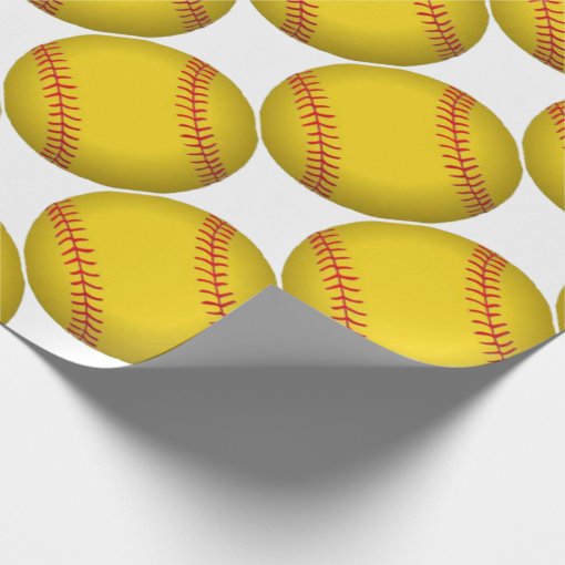 Yellow Softball Wrapping Paper Zazzle
