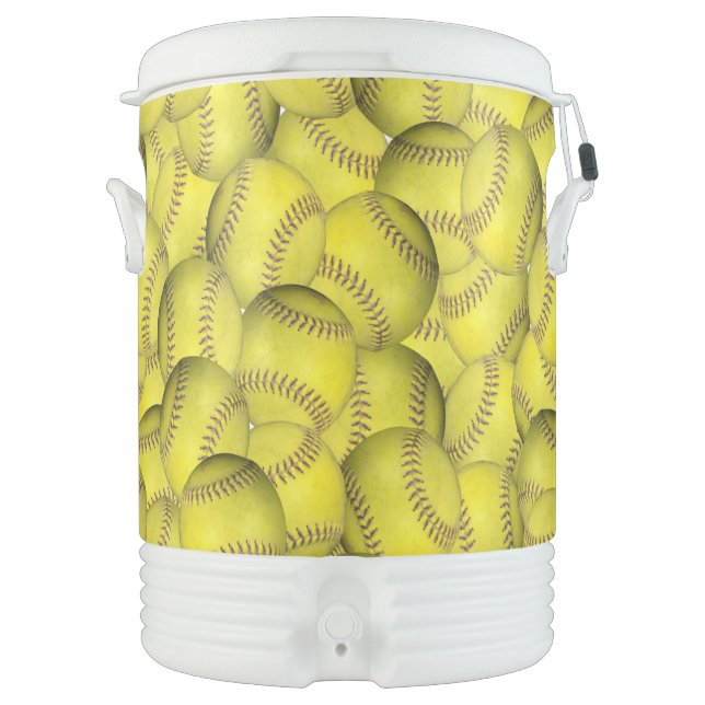 Yellow Softballs Beverage Cooler (Front)