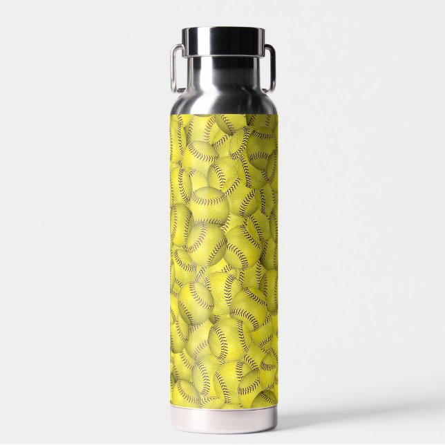 Yellow Softballs Water Bottle (Front)