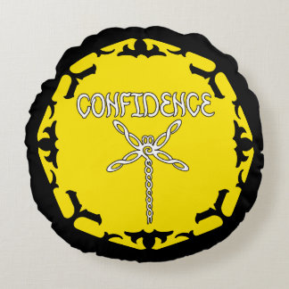 Yellow Solar Plexus Chakra Dragonfly Black BG Round Pillow