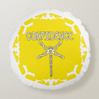 Yellow Solar Plexus Chakra Dragonfly White BG Round Pillow