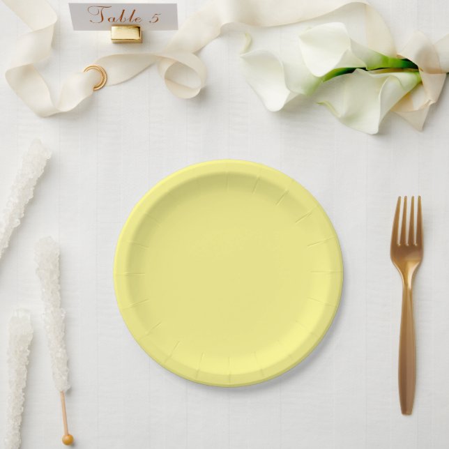 Yellow solid color light-medium, paper plates (Wedding)