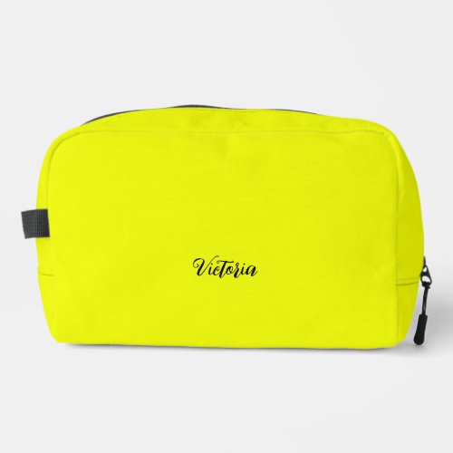 Yellow solid color neon name or delete text  dopp kit
