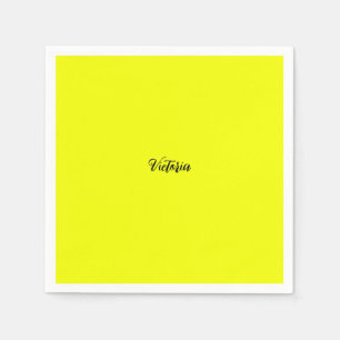 Yellow solid color neon name or delete text napkins