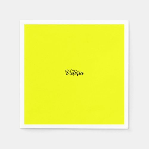 Yellow solid color neon name or delete text  napkins