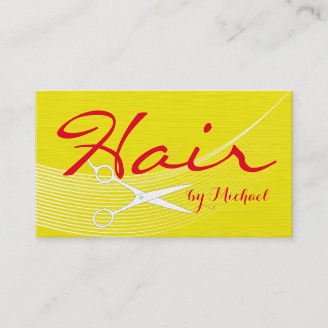 Yellow Solid Hair Stylist Appointment #2 Card (Front)