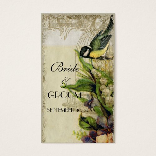 Yellow Song Bird Cage Favor Gift Tags