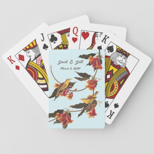 Yellow songbirds on Crossvine Playing Cards
