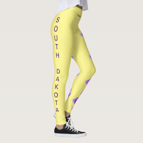 Yellow South Dakota State Pasque Flower Leggings