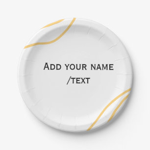 Yellow Spanish border name message text lines  Paper Plates