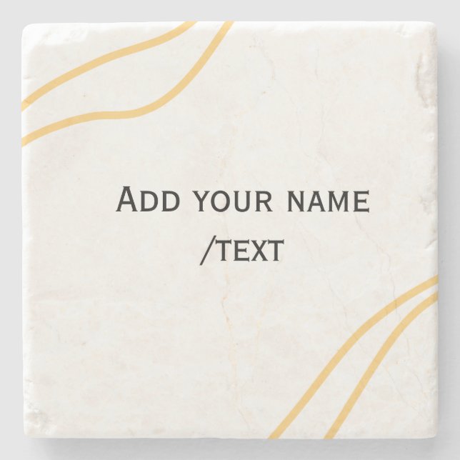 Yellow Spanish border name message text lines  Stone Coaster (Front)