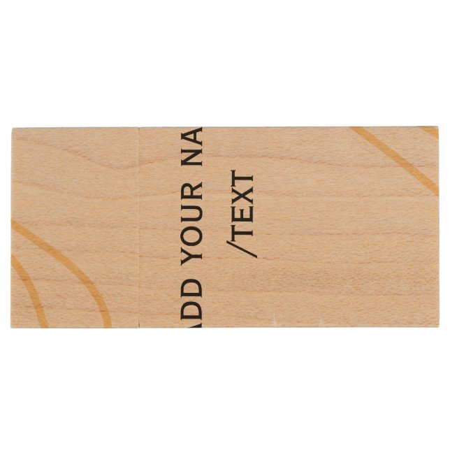 Yellow Spanish border name message text lines  Wood Flash Drive (Back)