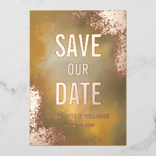 Yellow Sparkle Hombre Photo Overlay Save The Date Foil Invitation
