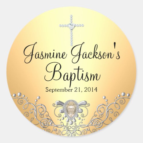 Yellow Sparkle Jewel Baptism Sticker