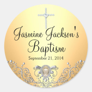 Yellow Sparkle Jewel Baptism Sticker