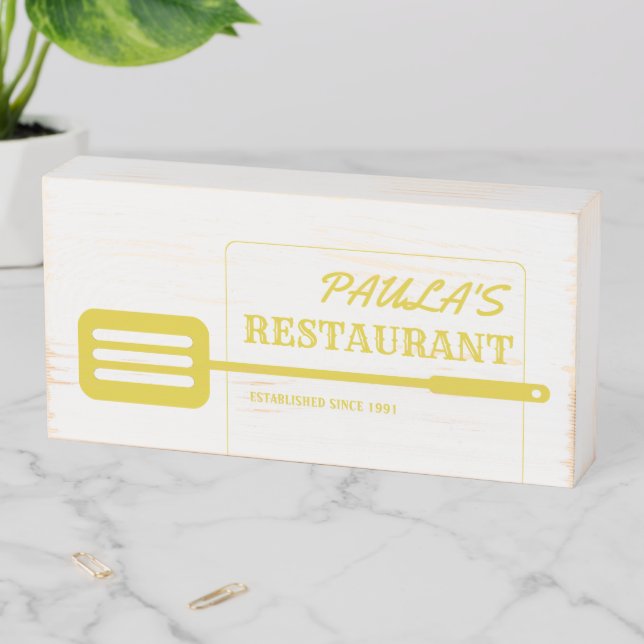 Yellow Spatula Restaurant Wooden Box Sign (In Situ Horizontal)