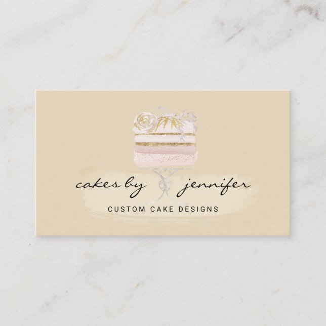 Yellow specialty artisan cake bakery cupcake shop business card (Front)