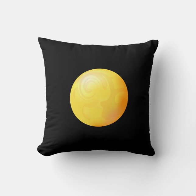 Yellow sphere on black background throw pillow (Front)