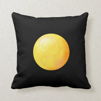 Yellow sphere on black background throw pillow