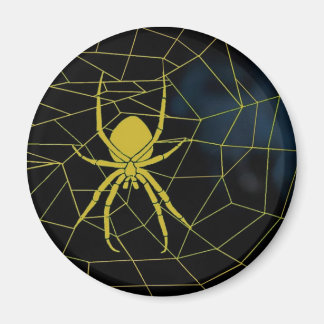 Yellow spider in web, webbing magnet