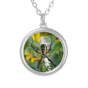 Yellow Spider Silver Plated Necklace