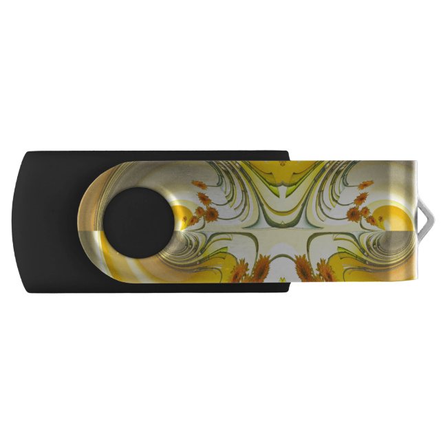 Yellow Spin Design USB Flash Drive (Front)