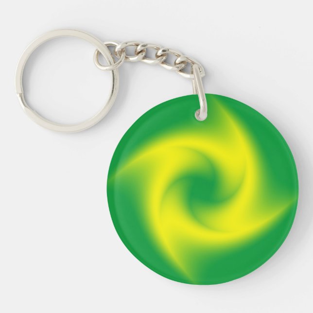 Yellow Spiral on Green Keychain (Front)