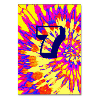 Yellow Spiral Tie Dye Wedding Table Seven Number