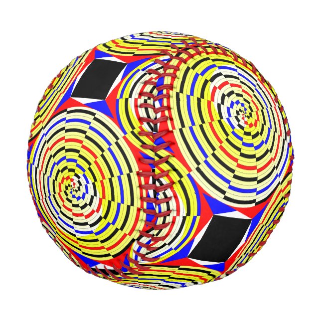 Yellow Spirals by Kenneth Yoncich Baseball (Angled)
