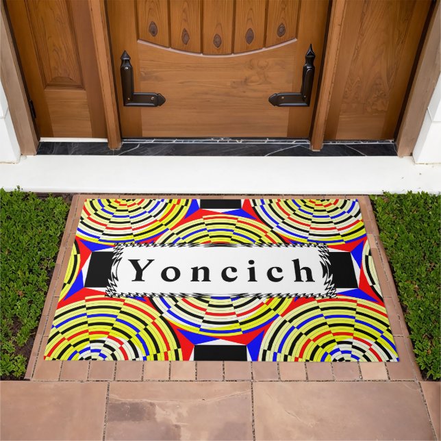 Yellow Spirals by Kenneth Yoncich Doormat (Outdoor)