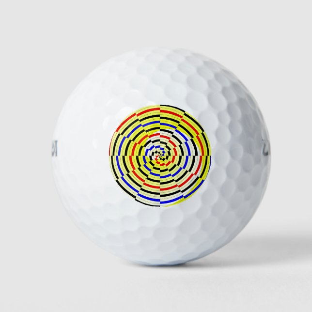 Yellow Spirals by Kenneth Yoncich Golf Balls (Front)