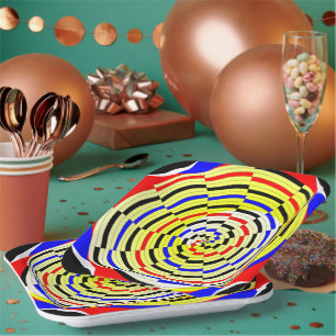 Yellow Spirals by Kenneth Yoncich Paper Plates