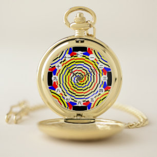 Yellow Spirals (CHN / JP Face) by Kenneth Yoncich Pocket Watch