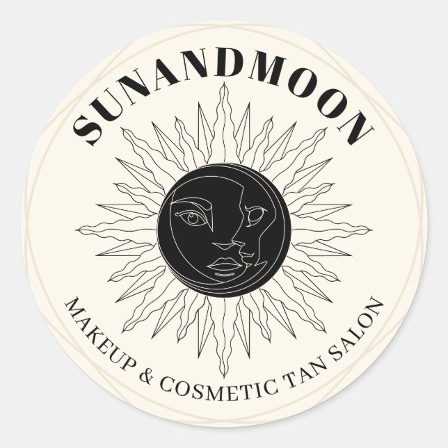 Yellow Spiritual Solar Energy Healing Sun Moon Classic Round Sticker (Front)