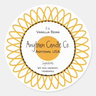 Yellow Spiro Flower Candle Jar Label