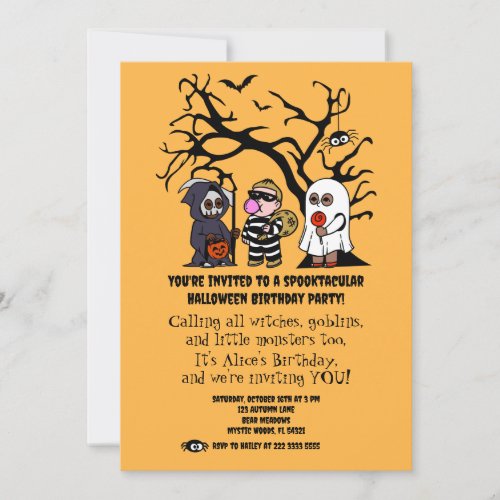 YELLOW SPOOKTACULAR Halloween Birthday Party  Invitation