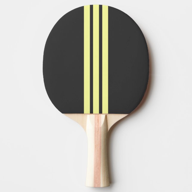 Yellow Sport Stripe Ping Pong Paddle (Front)