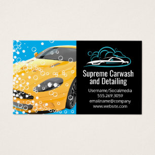Yellow Sports Car Bubbles Auto Clean Logo