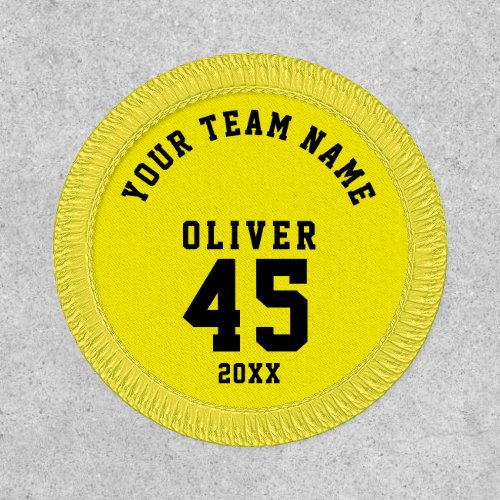 Yellow Sports Player Team Name Number Patch