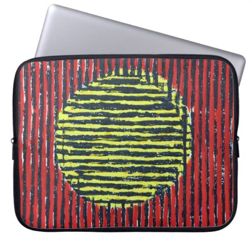 Yellow Spot laptop sleeve  with red background