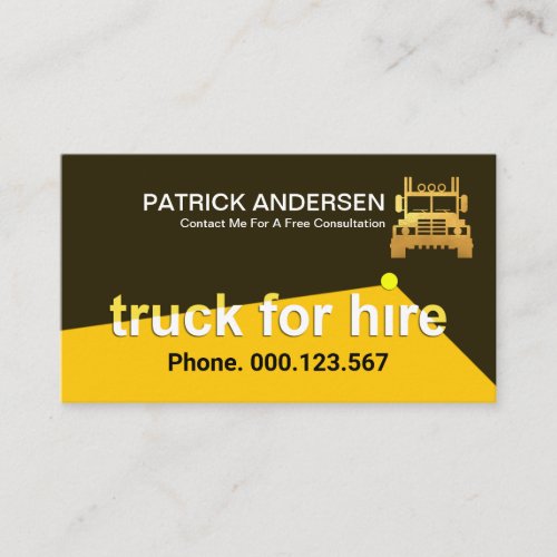 Yellow Spot Light Truck For Hire Gold Truck Driver Business Card