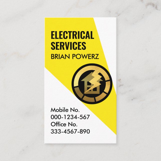 Yellow Spotlight On Home Power Business Card (Front)