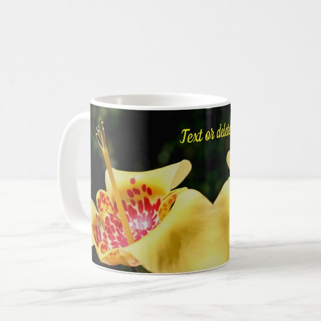 Yellow Spotted Lily Flower Personalized Coffee Mug (Front Left)