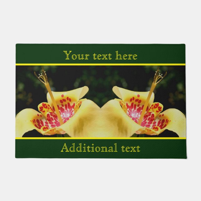 Yellow Spotted Lily Flower Personalized  Doormat (Front)