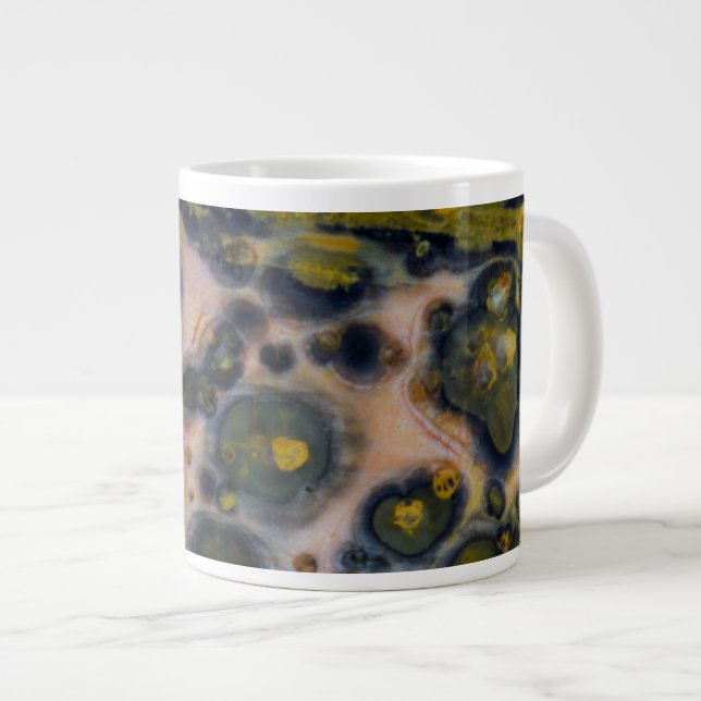 Yellow spotted Ocean Jasper Giant Coffee Mug (Front Right)