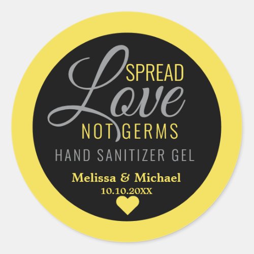 Yellow Spread Love Hand Sanitizer Wedding Favor Classic Round Sticker