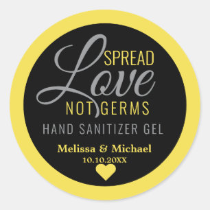 Yellow Spread Love Hand Sanitizer Wedding Favor Classic Round Sticker
