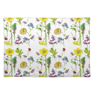 Yellow Spring Daffodil Botanical Watercolor Art Cloth Placemat