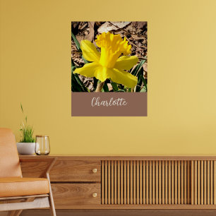 Yellow Spring Daffodil in the Garden Custom Name Poster