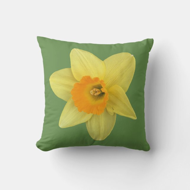 Yellow Spring Daffodil Throw Pillow (Front)